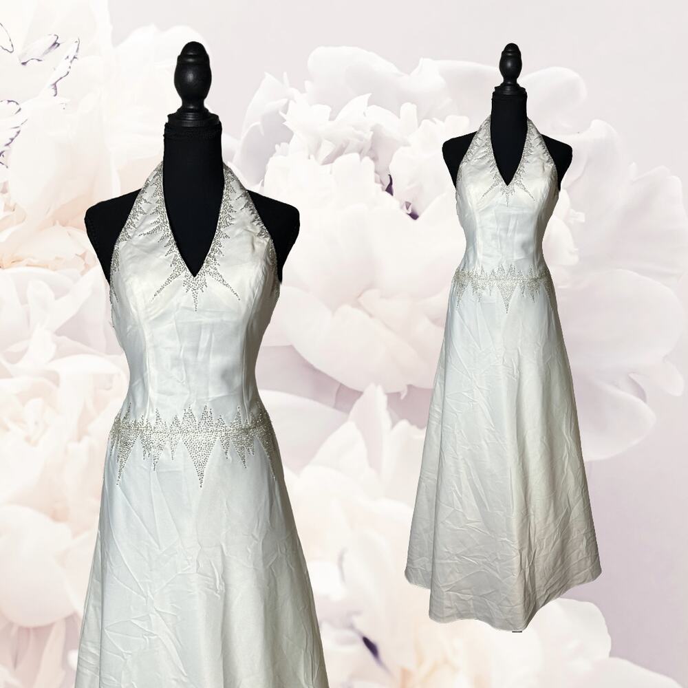 Beaded Minimalist Halter Fit & Flare Dress XS/S